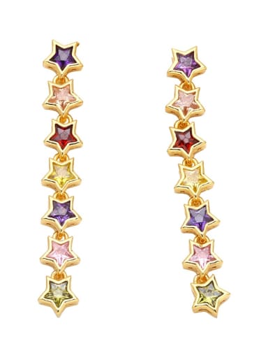 Mixed color Brass Cubic Zirconia Pentagram Minimalist Drop Earring