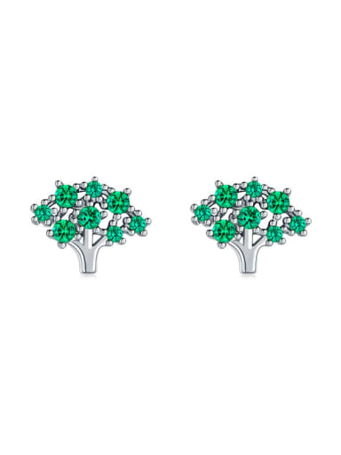 silver 925 Sterling Silver Cubic Zirconia Tree Cute Stud Earring