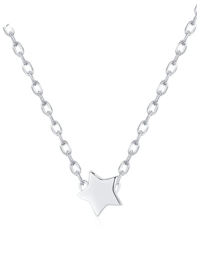 925 Sterling Silver Minimalist Five-Pointed Star Pendant  Necklace