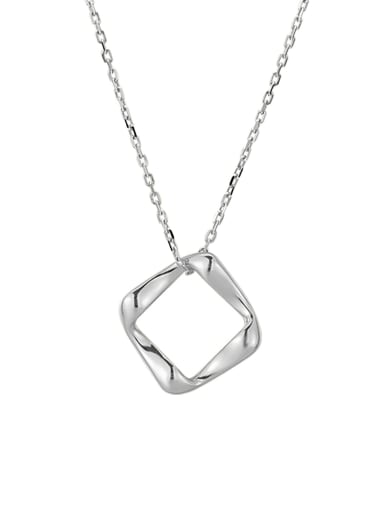 White gold geometric square necklace 925 Sterling Silver Geometric Minimalist Necklace