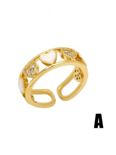 A Brass Cubic Zirconia Heart Hip Hop Band Ring