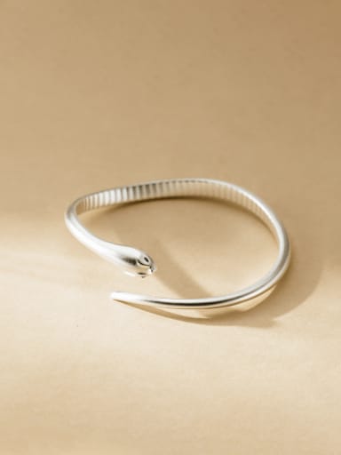 925 Sterling Silver Snake Vintage Cuff Bangle