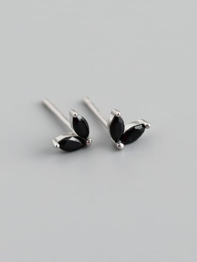 925 Sterling Silver Cubic Zirconia Leaf Minimalist Stud Earring