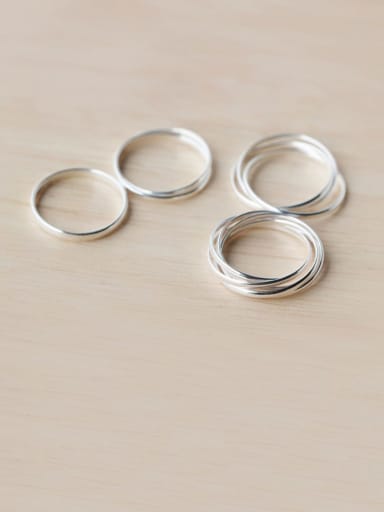 925 Sterling Silver Fashion simple multi-layer Round  Band Ring