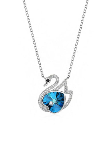 JYXZ 043 (Gradient Blue) 925 Sterling Silver Austrian Crystal Swan Classic Necklace