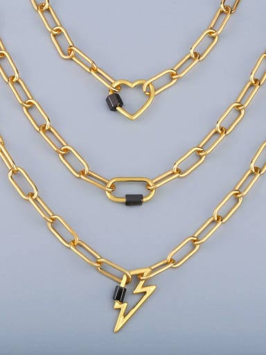 Titanium Irregular Vintage Hollow heart geometry pendant Necklace
