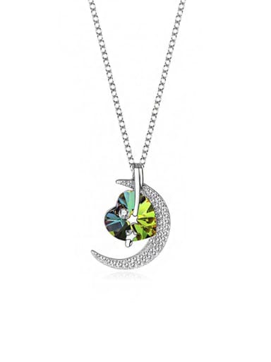 JYXZ 044 (gradient green) 925 Sterling Silver Austrian Crystal Heart Classic Necklace