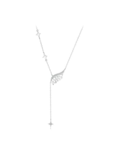 925 Sterling Silver Wing Minimalist Lariat Necklace