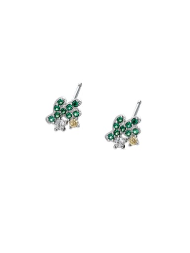 925 Sterling Silver Cubic Zirconia Flower Dainty Stud Earring