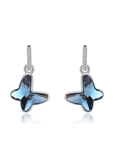 JYEH 015 (denim) 925 Sterling Silver Austrian Crystal Butterfly Classic Huggie Earring