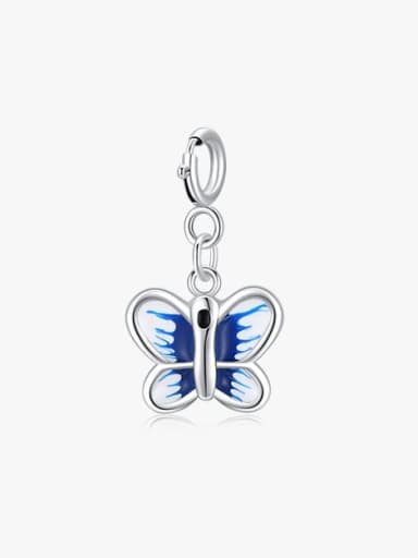 925 Sterling Silver Enamel Minimalist Butterfly  Pendant