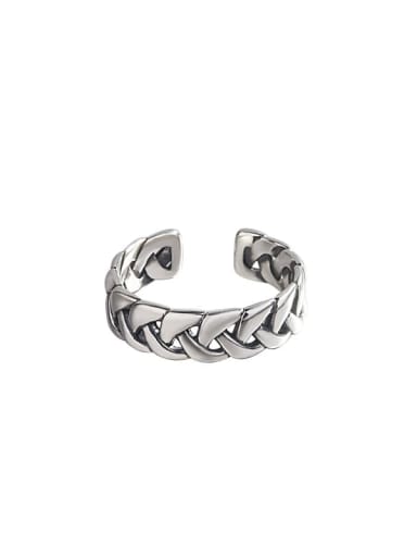 925 Sterling Silver Geometric Chain Weave Vintage Midi Ring