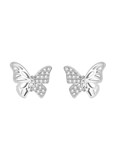 custom 925 Sterling Silver Hollow Butterfly Minimalist Stud Earring