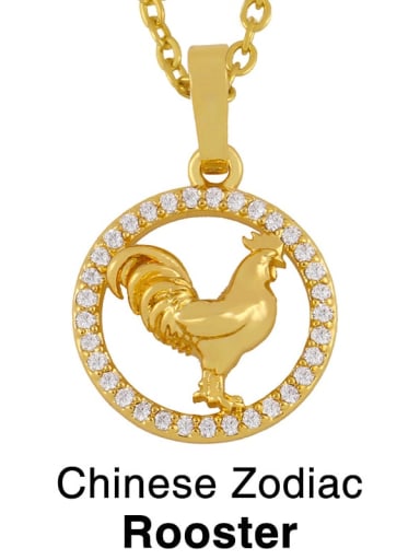 Brass Cubic Zirconia Ethnic 12 Zodiac Pendant  Necklace