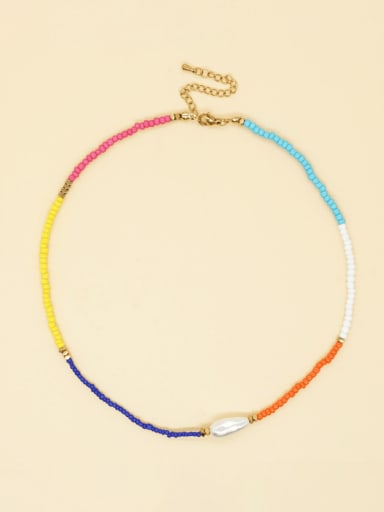 Zinc Alloy Glass beads Multi Color Bohemia Beaded Necklace