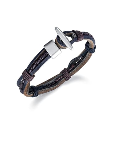 Alloy Leather Geometric Vintage Woven Bracelet