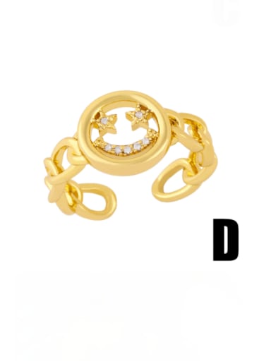 D Brass Cubic Zirconia Smiley Vintage Band Ring