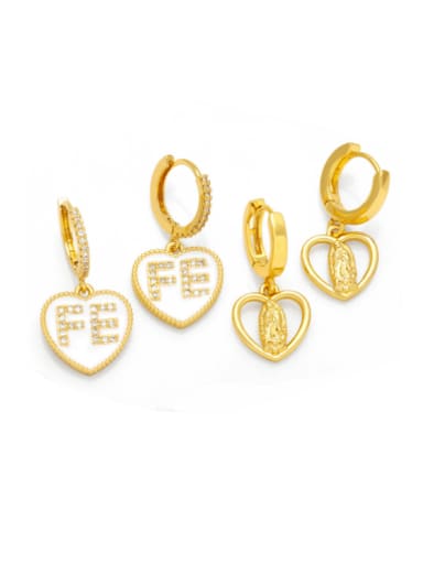 Brass Enamel Letter Vintage Huggie Earring