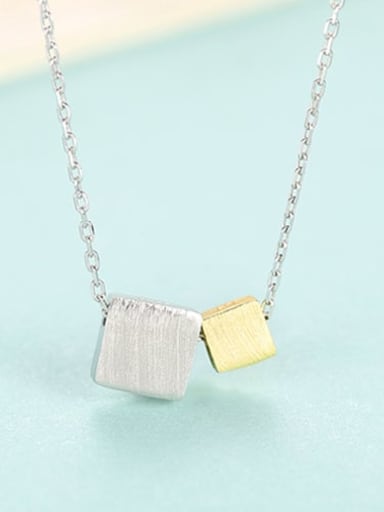 925 sterling silver simple Square Pendant Necklace