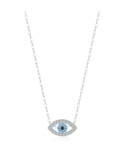 925 Sterling Silver Cubic Zirconia Evil Eye Minimalist Necklace