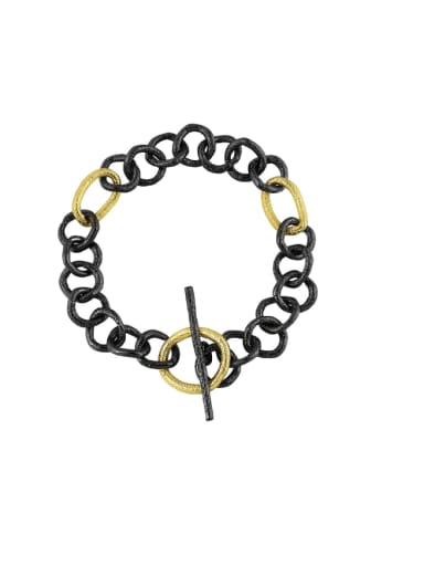 Black+ 18K Gold 925 Sterling Silver Geometric Chain Vintage Link Bracelet