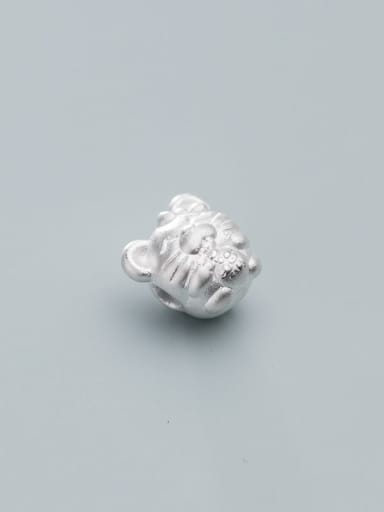 S999 foot silver Fuzi pattern 999 Fine Silver With White Gold Plated Cute  Mouse Beads Diy Accessories
