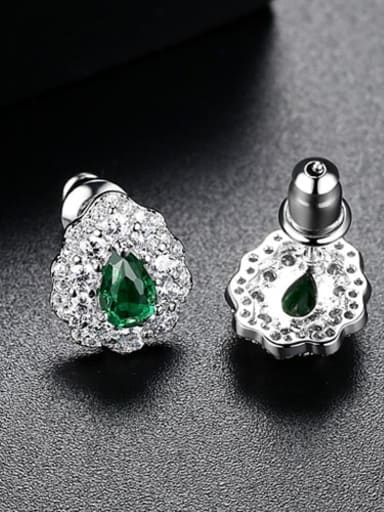 Green t04e08 Copper Cubic Zirconia Geometric Luxury Stud Earring