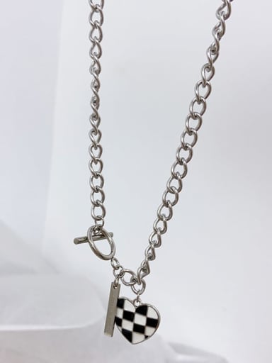 Titanium Steel Enamel Heart Vintage Hollow Chain Necklace