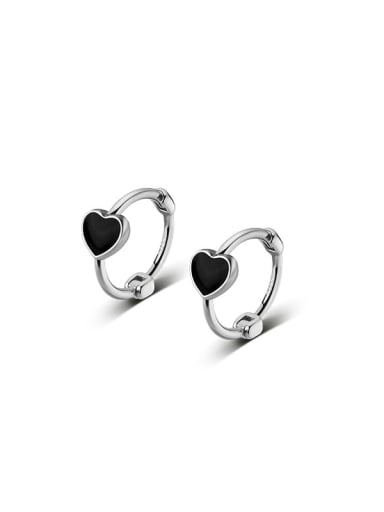 925 Sterling Silver Enamel Heart Minimalist Huggie Earring
