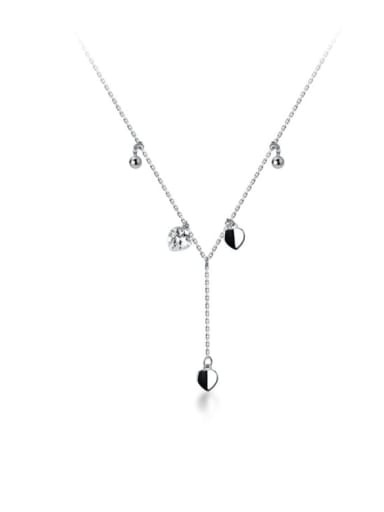 925 Sterling Silver Heart Minimalist Tassel Necklace