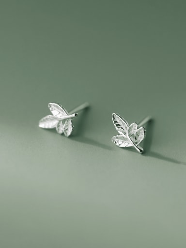 custom 925 Sterling Silver Cubic Zirconia Leaf Dainty Stud Earring