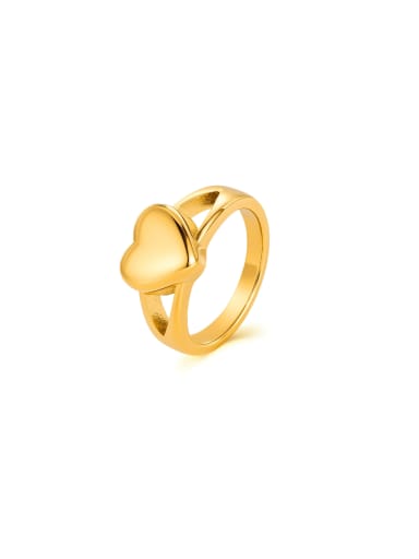 GJ708 Steel Ring Gold No. 6 Stainless steel Heart Minimalist Band Ring