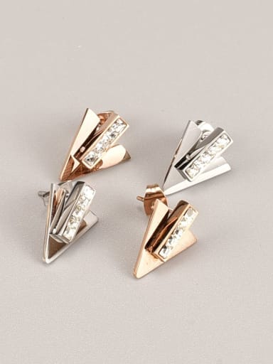 Titanium Steel Rhinestone Triangle Minimalist Stud Earring