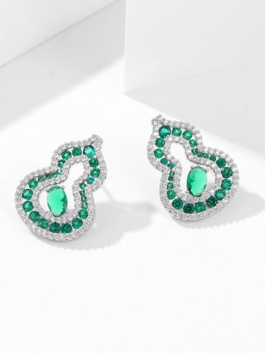 Green earrings Brass Cubic Zirconia Luxury Irregular Earring and Necklace Set