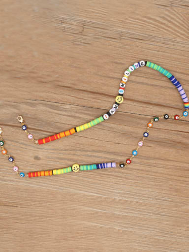 custom Stainless steel Bead Multi Color Polymer Clay Letter Bohemia Hand-woven Necklace