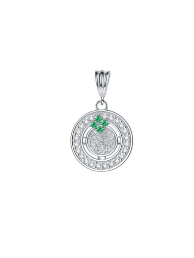 925 Sterling Silver Vintage Embossed Texture Round Pendant