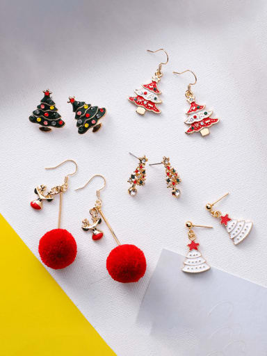 Alloy Multi Color Enamel Christmas Seris Cute Drop Earring