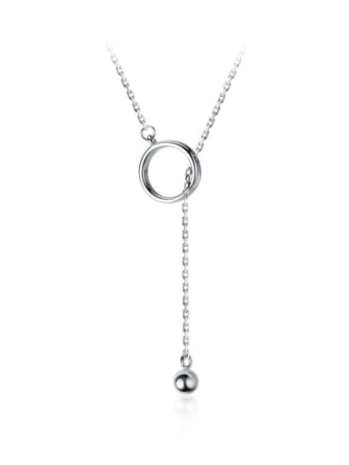 925 Sterling Silver Hollow Round Minimalist Tassel  Necklace