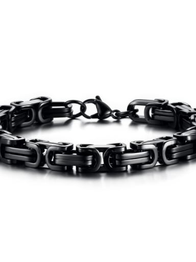 Black 23cm+ 8.5mm Titanium Steel Irregular Minimalist Link Bracelet