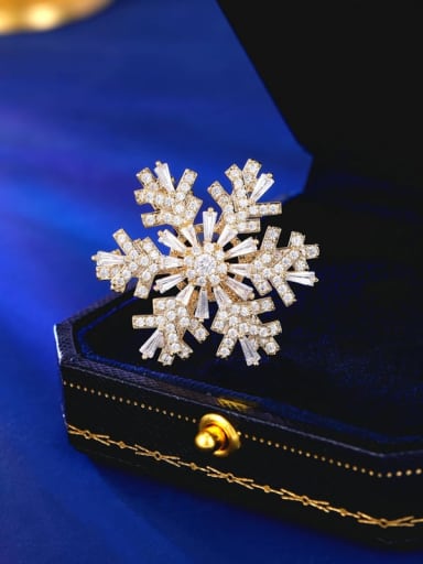 Brass Cubic Zirconia Flower Luxury Brooch