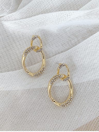 Alloy With Imitation Gold Plated Simplistic Hollpw Oval Drop Earrings