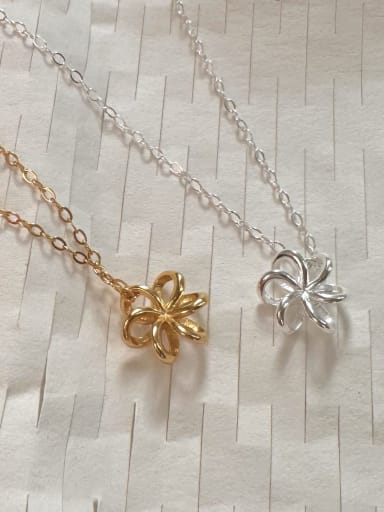 925 Sterling Silver Hollow  Flower Minimalist Necklace
