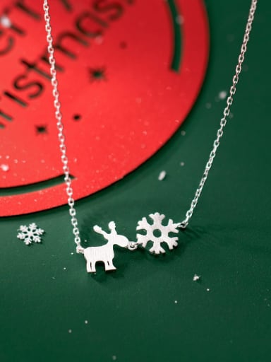 925 Sterling Silver Flower Minimalist Christmas  Necklace