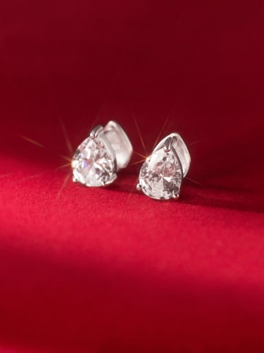 925 Sterling Silver Cubic Zirconia Water Drop Dainty Stud Earring