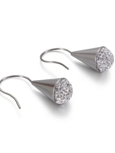 Stainless Steel Rhinestone White Triangle Minimalist Hook Earring