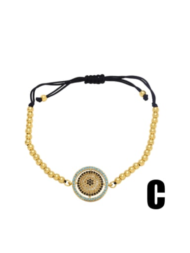 C (gold) Brass Cubic Zirconia Geometric Vintage Adjustable Bracelet