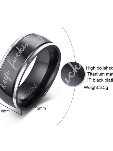 TR 023 US 6 Titanium Steel Geometric Minimalist Band Ring