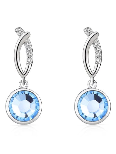 JYEH 005 (Sky Blue) 925 Sterling Silver Austrian Crystal Round Classic Drop Earring