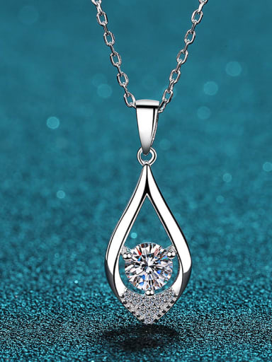 Sterling Silver Moissanite Geometric Dainty  Pendant Necklace