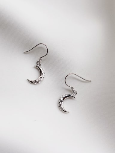 925 Sterling Silver  Small Moon  Minimalist Hook Earring
